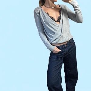 Urban Outfitters x Project Social T  Gray Waffle Knit Wrap Top - XS